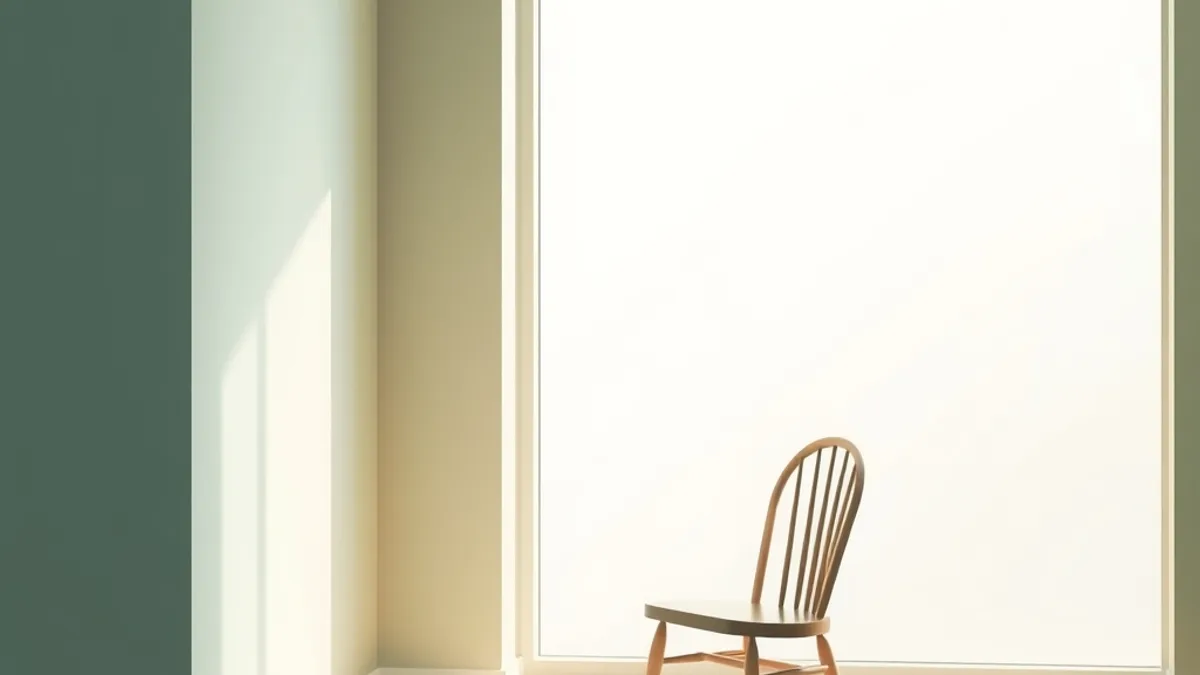 Silhouette pensive au bord d'une fenêtre, lumière douce