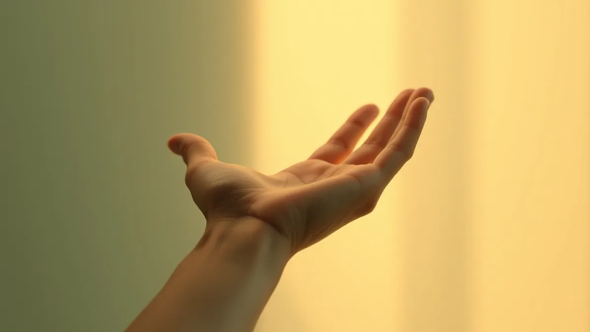 Main tendue vers une autre dans une lumière douce